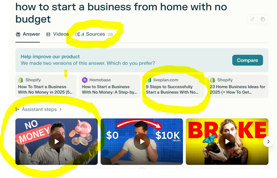 Screen Shot of an AI Browser